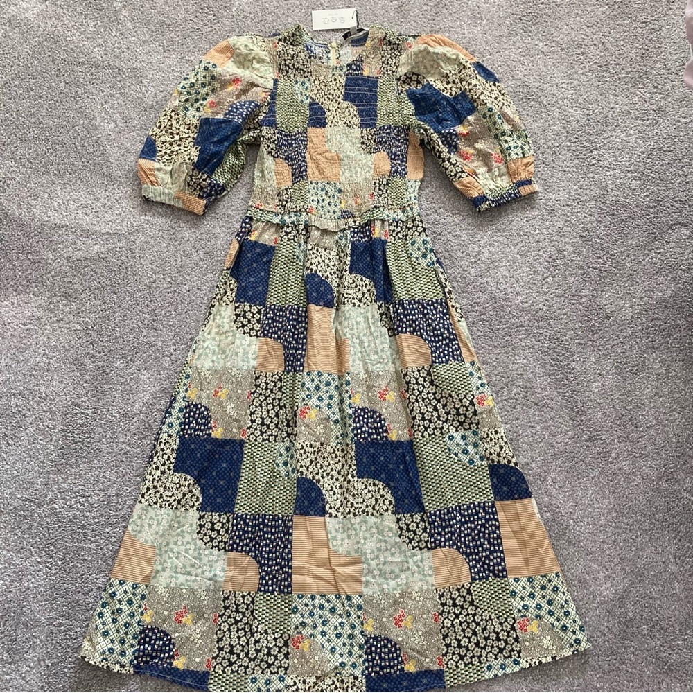 Sea New York Multicolor Patchwork midi Dress NWT